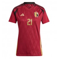 Camiseta Bélgica Timothy Castagne #21 Primera Equipación Replica Eurocopa 2024 para mujer mangas cortas